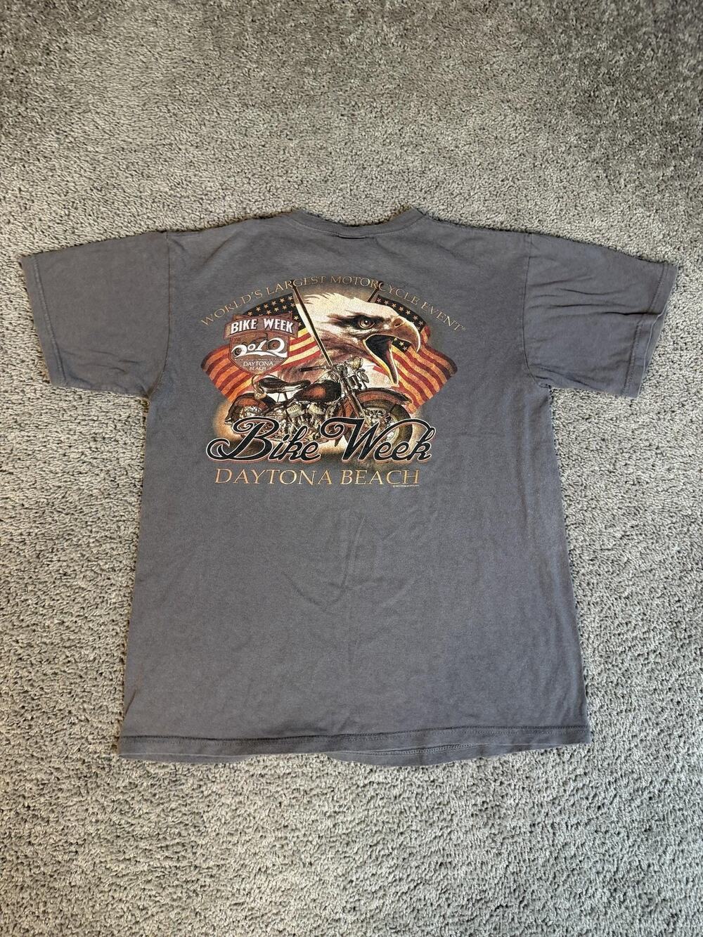 Hot Leathers Shirt Mens M Gray Bike Week Daytona Beach Graphic Crew Neck Cotton